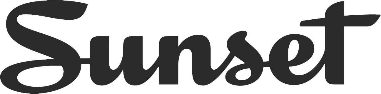 Sunset Magazine's logo, a publication celebrating the best of life in the West.