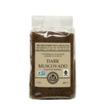 Retail bag of India Tree Dark Muscovado Sugar, showcasing the rich, unrefined brown sugar.