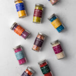 Collection of India Tree Nature's Colors Bright Sprinkles jars, showcasing vibrant, natural, vegan, non-GMO, and allergy-friendly plant-based colors.
